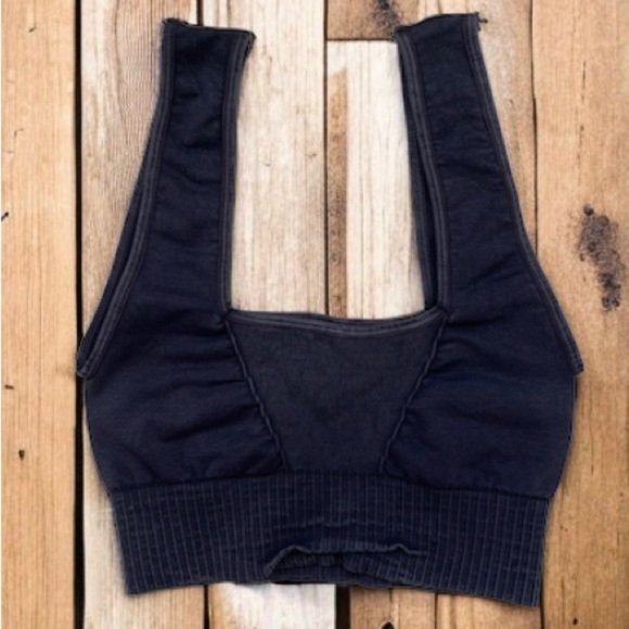 NEW Free People Movement Good Karma Square Neck Crop Top Washed Black XS… - Picture 2 of 11